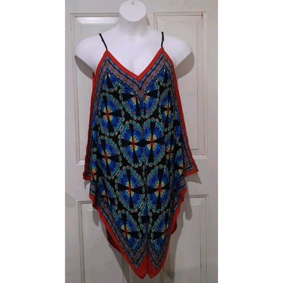Womens Handkerchief Top, Boho Hippie, Vibrant Colors, Meraki, SZ L - Picture 1 of 7